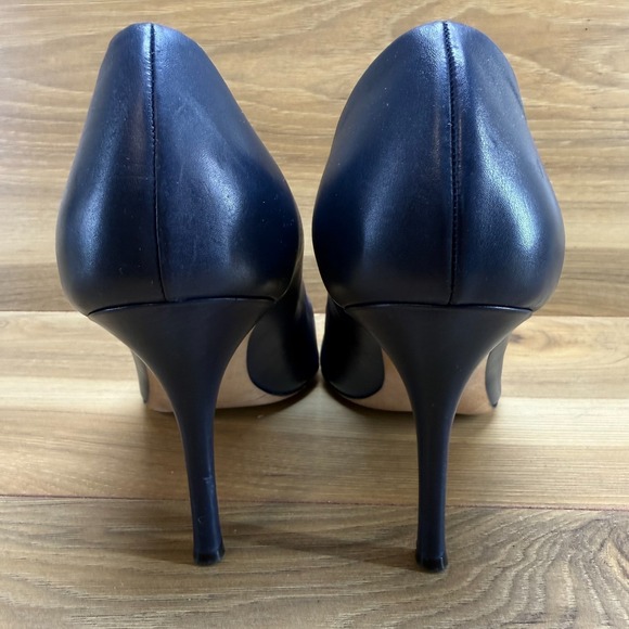 Tory Burch Penelope Cap Toe Heels 10 M Navy Blue Black Cap Toe - Picture 7 of 11